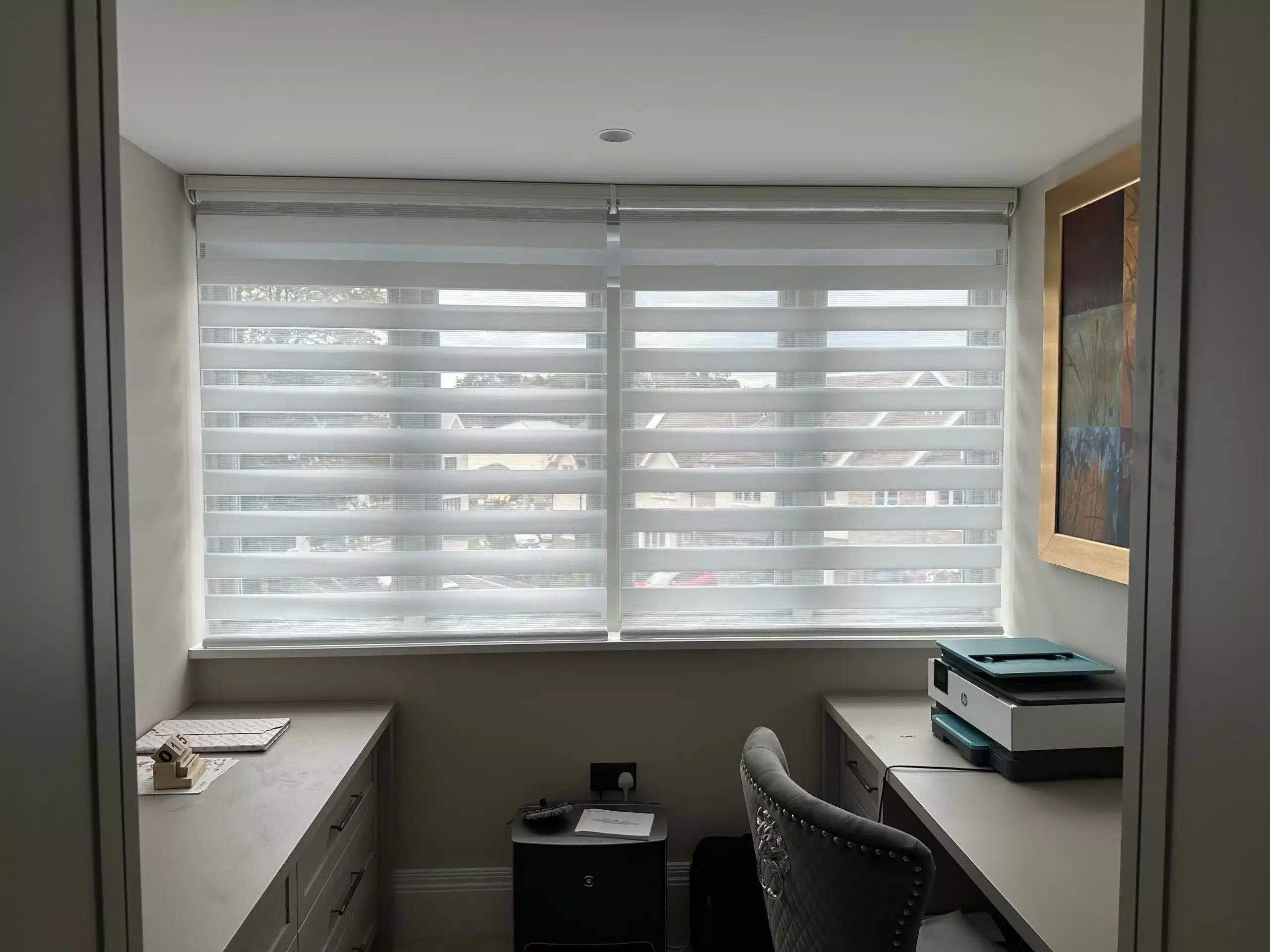 Electric day and night blinds that can be added to a smart home system