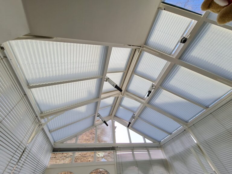 Pleated blinds fitted in a conservatory roof