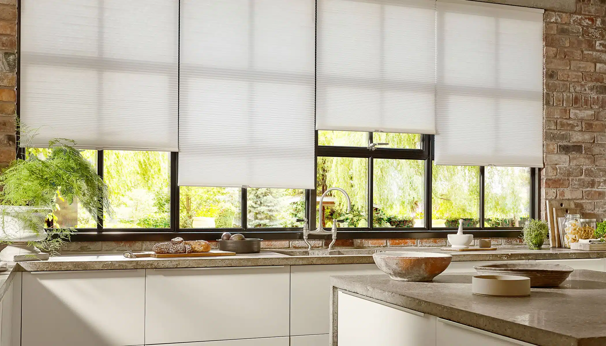 Electric pleated blinds fitted in a Rainham home