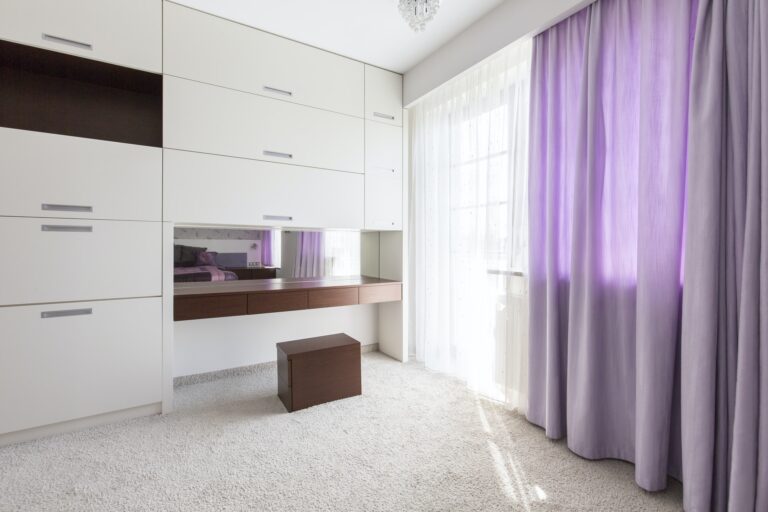Made-to-measure curtains in a bedroom